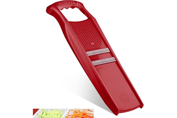 Börner Roko PowerLine Coupe-Légumes • Coupe-Julienne pour Fruits et Légumes • Râpe Julienne pour Fines Lamelles • Râpe Fine à Légumes • Mandoline de Cuisine (Rouge)