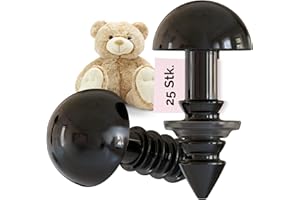 HANDARBEIT-LIEBLINGSLADEN Teddyaugen 20 mm 25 Stück schwarz Kunststoff Sicherheitsaugen