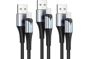 BLACKSYNCZE Cable USB C [3Pack 0.5M+2M+2M], Cable USB Tipo C 3,1A Carga Rápida y Sincronización Nylon Cargador Tipo C para Samsung Galaxy S23 S22 S21 S20 A53 A72 Note 20 10, Huawei P40 P30, Mi 12 11