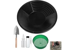 Gold Panning Pan,Accesorios para Tamices Manuales para la Extracción de Oro,Herramientas Portátiles para Buscar Oro al Aire Libre,Batea de Oro Set,Gold ifting,Clasificador de Tamizado 38 cm Tokaneit