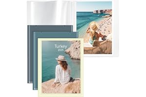 Vienrose Álbum de Fotos Pequeño para Fotos de 10x15 cm 26 Bolsillos para 52 Fotos Cubiertas de Plástico Personalizables Regalo de Boda, Viaje, Bebé, Azul Marino, Gris Azul y Beige (Juego de 3)