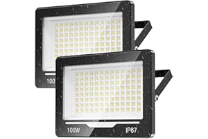 TOPAUBUB LED Strahler 100W 2 Stücke - 10000LM Superhell LED Strahler Außen,6500K Kaltweiß LED Scheinwerfer,IP67 Wasserdicht LED Fluter, LED Aussenleuchte Aussenstrahler für Garten,Hinterhof