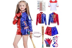 Forfamy Quinn Costume Quinn Fancy Dress for Kids Adult Halloween Villain Costume for Halloween Cosplay