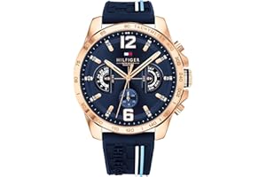 Tommy Hilfiger Analogue Multifunction Quartz Watch for Men with Silicone, Stainless Steel or Leather Bracelet, Day & Date Sub-Dials, 5ATM Water Resistant