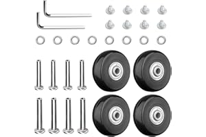 SRTSTR 4 Piezas Ruedas Maletas Repuesto 50mm X 18mm Ruedas para Maletas de Viaje Universal Negro Recambio Ruedas Maletas con Herramientas para Maletas,Equipaje, Carros, Cochecitos