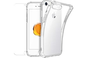 New&Teck Funda para iPhone 7/8 y Funda para iPhone Se 2020 / iPhone SE 2022 + protector de pantalla de cristal templado de silicona TPU flexible [Bumper con esquinas reforzadas] protección clara.