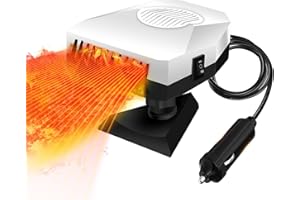 Qweidown Chauffage de Voiture, 12V 150W 2in1 Dégivreurs pour Pare-Brise Auto, Protable d'hiver Chauffage Voiture De Refroidissement, avec Prise Allume-Cigare de Pare-Brise Rotatif à 360 degrés