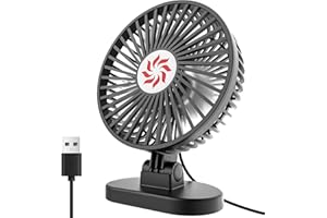 TQQ Ventilateur USB, Mini Ventilateur Portable avec 3 Vitesses, Ventilateur Bureau USB Réglable à 115 °, Petit Ventilateur Portable Idéal pour le Lit, le Bureau,la Voiture, la Poussette,le Camping