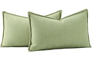 Madizz Juego de 2 Suave Felpilla Chenilla Texturizado Decorativo Funda de cojíns Lujo Estilo Fundas de Almohada para el sofá Dormitorio Verde Rectangular 30 x 50 cm
