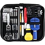 Kaisi reloj de reparación de herramientas, relojes de reemplazo de la batería kit de destornillador portátil relojero de nuevo abrelatas del Ajustador de la barra de muelle de ajuste (15 piezas reloj reparación conjunto)