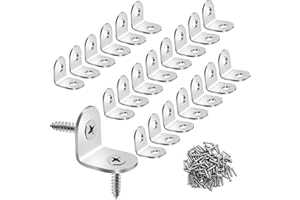 BRELET 40 Pezzi Staffe Angolari in Metallo 90° 20x20mm, Piccole Staffe a L con 80 Viti, Staffe Angolari per Legno, Fissaggio per Mensole, Mobili, Scaffali, Squadretta Angolare per Tavoli e Sedie, Argento