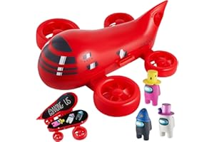P.M.I. Exclusive Among Us Toys Set | Red Airship & 3 Unique Collectibles | Featuring Pink Crewmate in Muenster Hat | Perfect for Kids & Fans