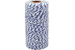 KINGLAKE Cuerda de carnicero para manualidades, cuerda azul y blanca de 2 mm, cuerda de algodón para panaderos de 100 m, para cocina, cocina, carne, cuerda de Navidad para envolver regalos,