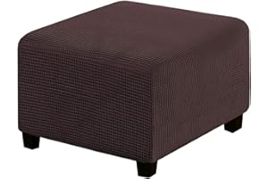 RIRWICM Ottoman-BezüGe, Quadratischer, Faltbarer Aufbewahrungshocker FüR FußHocker-MöBel, Stretch-Jacquard-Stoff, Ottoman-BezüGe, Schutz Mit Elastischem Boden
