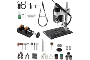 YUMILI Mini Kolonnborr, 200W Bordsborr, 7 Justerbara Hastigheter, Höjdjustering 50mm, Borrchuck 0,6-6 mm, Borrdjup 50 mm, Motor 775 för Metall, Trä, Akryl, Aluminium