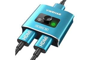 VWRHAR Switch HDMI 4K@60Hz HDR, Sdoppiatore HDMI Alluminio HDMI Switch Bidirezionale 2 in 1 out o 1 in 2 out, Supporta HDCP 2.2 4K 3D e 1080P,HDMI Splitter Per TV,Fire Stick,Decoder DVB-T2, PS5/4/3,SKYQ Xbox