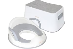 Babycurls Toddler Toilet Training Seat with Handles & Non Slip Ocean Themed Step Stool Combo - Secure Fit Anti-Slip Surface and Lightweight Portable Design for Safe Stress-Free Kids Potty Training