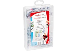 fischer Meister-BOX Duoblade, pratica scatola con 77 tasselli Duoblade, viti e ganci, tasselli autoforanti in cartongesso, scatola per tasselli per fai da te e professionisti