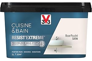 V33 Peinture multi-supports monocouche Cuisine & Bain Resist'Extrême® Satin, Rose Poudre, 2L