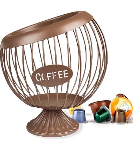 Support à Capsules Café En Métal Et Bois - Couvercle, 22.5x14 Cm, Décoration Comptoir, Rangement Pratique