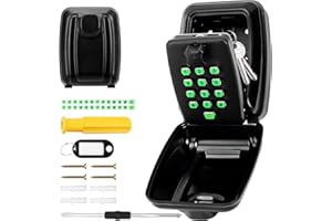 TBRFP ​Police Approved Key Safe Outdoor Wall Mounted,12-Digit Code Key Lock Box with Weatherproof Cover & Illuminated Buttons for Home Garage Office