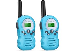 SORULYKIN Walkie Talkie for kids Long Distance 8 Channel 2 Way Radio Interphone Outdoor Camping Adventure Toys Birthday Presents Xmas Gifts for Girls Boys Children (Blue-2 Pack)