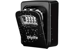 Diyife Sejf do Montażu na Ścianie,[Wodoodporna] Stop Cynkowy PudełKo na Klucze z Pokrywą Przesuwną, do szkoły, w garażu domowym, Airbnb (Czarna)