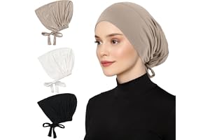 3 stycken hijab huvudduk för kvinnor, hijab undermössa, turbanmössa, dam, islamisk muslimsk underhalsduk, hijab med slipsrygg