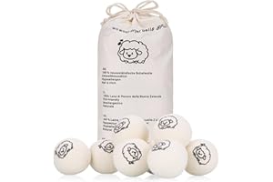 MICHIHOMIE 8 Pcs Wool Tumble Dryer Balls, Reusable Wool Dryer Balls for Laundry, Fabric Softener, Save Energy, Reduce Drying Time & Wrinkles & Static Cling, with Premium Natural Wool