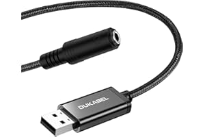 ‎DUKABEL DuKabel Klinke auf USB Adapter 50CM USB A Stecker auf 3,5mm TRRS Buchse Externe Soundkarte Kopfhörer Adapter für Headset, Lautsprecher oder 4 Pole TRRS Mikrofon - Schwarz