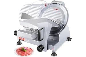 VEVOR Affettatrice per carne commerciale, 320 W, affettatrice elettrica per alimenti, lama in acciaio al carbonio, 350-400 giri/min, spessore regolabile da 0 a 1,5 cm, per formaggio, verdure