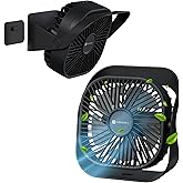 Portronics CoolCube Mini, 2-in-1 Desktop & Wall Fan, 2000mAh Battery, Type-C Charging, 360° Rotate with Pasteable Hook, 3 Spe