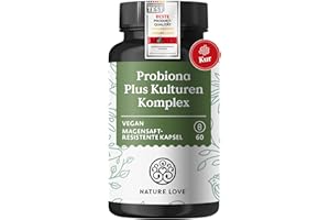 ‎NATURE LOVE NATURE LOVE® Probiona PLUS - 120 Mrd KBE je Tagesdosis (hochdosiert) - 20 Bakterienstämme + Bio Inulin - 60 magensaftresistente Kapseln - vegan, entwickelt in Deutschland, Markenrohstoff aus Italien