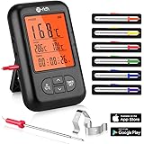 Te-Rich Bratenthermometer Bluetooth Grill Thermometer Digital Funk Küchenthermometer Wireless Küchenwecker Fleischthermometer
