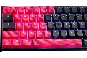 Ducky compatible Rubber Keycap Set, 31 Tasten, Double-Shot, gummiert, für Backlight - rot