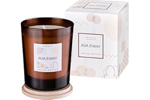 AVA & MAY Persia świeca zapachowa (180g) – Wegańska świeca w szkle o orientalnym zapachu jaśminu, fig i neroli – Ręcznie robiona świeczka zapachowa w baśniowym klimacie