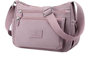 Wafybsre Borse a tracolla casual multi-tasca delle donne borse impermeabili di nylon della spalla (Rosa)