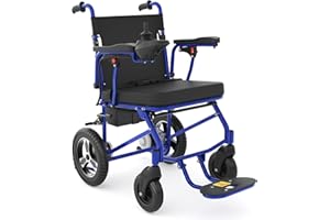 RehabRolls Elektrischer Rollstuhl Faltbar Leicht 30KM, Elektrische Rollstühle, Outdoor Elektrorollstuhl bis 120KG, Airline genehmigt,Leicht zu transportieren(Blau)