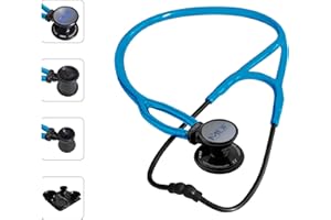 MDF Instruments ProCardial ERA Stéthoscope de Cardiologie - Pavillon Double et Interchangeable pour adultes, enfants et nouveau-nés - Bleu Vif et BlackOut (MDF797XB14)