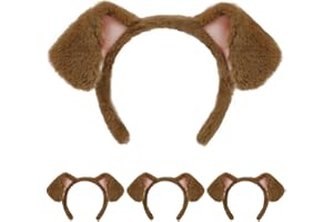SIOTMERA Dog Ears Adults Animal Ears Headband Halloween Dog Ears Costume for Kids Adult Makeup Washing Cosplay Animals Party 1-4Pack