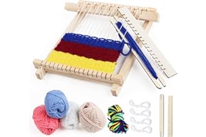 HOMEWIT Weben für Kinder Set - DIY Holz Webrahmen 22 x 17cm mit Farbiger Wolle und Zubehör - Ideal für Anfänger