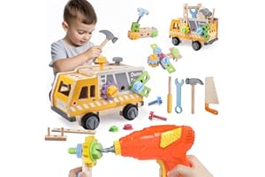 Aliex Herramientas Juguete Niños, Camión de Juegos con Taladro Eléctrico, Kit de 39 Caja Herramientas Manualidades Bricolaje Construcción Educativos Juguetes Regalo para Niños 3 4 5 Años