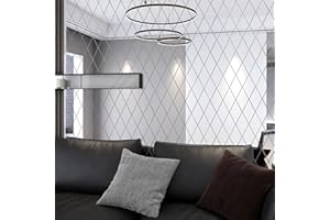 yufana 32 Pcs Selbstklebende Raute Spiegel Wandaufkleber, Spiegelfliesen Zum Kleben, Spiegel Zum Kleben 3D Abnehmbarer Acrylspiegel, Geeignet FüR KüChe, Bad, Wohnzimmer, BüRodekoration