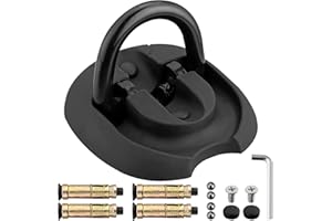 EYPINS Kotwa uziemiająca o wysokim poziomie bezpieczeństwa, hartowana stal, otwierana w górę i w dół, stalowa kotwa blokująca łańcuch ścienny, zabezpieczenie motocykla z 4 punktami blokowania, do