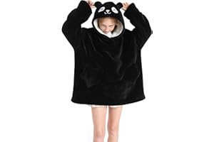 CHOBES Kids Hoodie Blanket Oversized Wearable Blanket Sweatshirt for Boys Girls with Pockets Soft Warm Cozy Blanket Hoodie One Size Fits All Panda