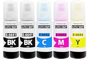 Supply Guy Tusz kompatybilne z Epson 664 do EcoTank ET-2500 ET-2550 ET-2600 ET-2650 ET-3600 ET-4500 (5 Butelki z atramentem z 5x70ml)