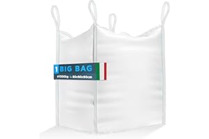 BIBODU Sacchi Big Bag 1000 kg (1 UNITÁ) | Sacchi per Macerie 90x90x90 cm | Cesta per Montacarichi Resistente | Big Bags perfetto per Cantiere, Giardino, Sabbia, Rifiuti e Legno