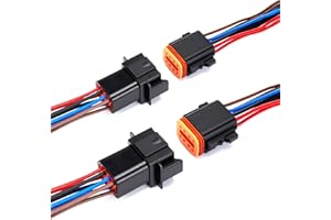 WOODGUILIN 8-poliger deutscher DT-Stecker 8-Wege wasserdicht DT Auto elektrische Stecker Kabelgitter mit 16 AWG Kabeldraht für Autos, LKW, Boote, LED. 2 Paare (DT 8P schwarz)