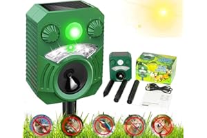 Joomouney Cat Repellent, Cat Repellent Deterrent for Gardens UK, Animal Scarer Ultrasonic Deterrent with PIR Sensor & Flash 5 Adjustment Modes, IPX4 Waterproof Solar USB Charging for Dog Fox Bird