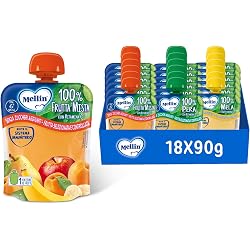 Yogures Bebe HiPP - Frutta Frullata Bio Per Bambini, Purea 100% Frutta Al Gusto Mela, Pesca E Frutti Di Bosco, Senza Zuccheri Aggiunti, 1 Confezione Da 90 Gr Pouch Fruta - 6